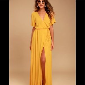 Lulu’s Gold yellow wrap maxi